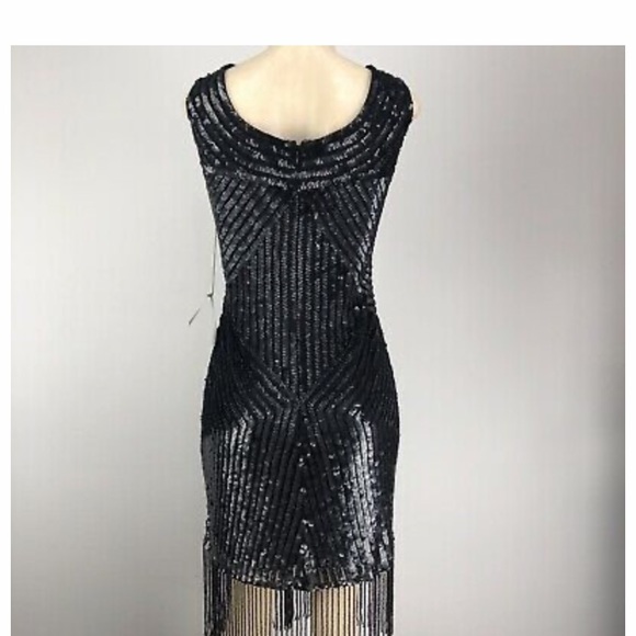 Adrianna Papell beaded Fringe Gatsby sleeveless Cocktail Dress - Picture 9 of 10